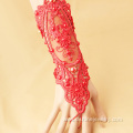 Red Braided Wrap Bracelets With Pearl Lace Bangle For Bride